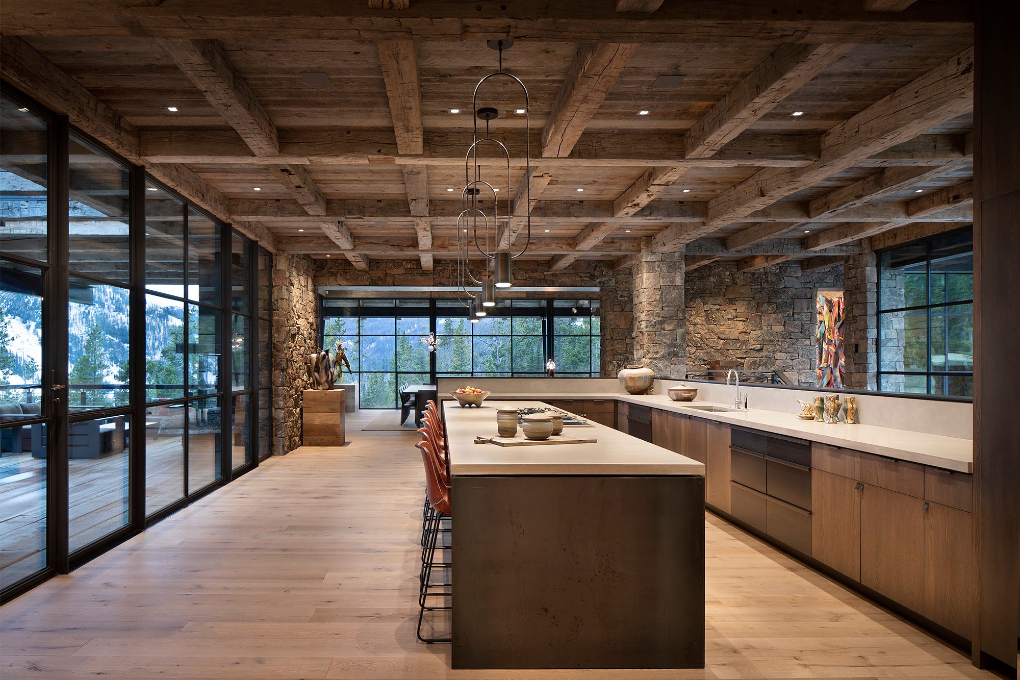 Optimum custom steel windows and doors in a Montana residence