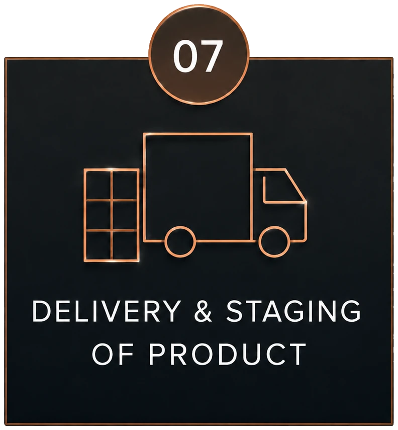 Step 7: Delivery and staging of product